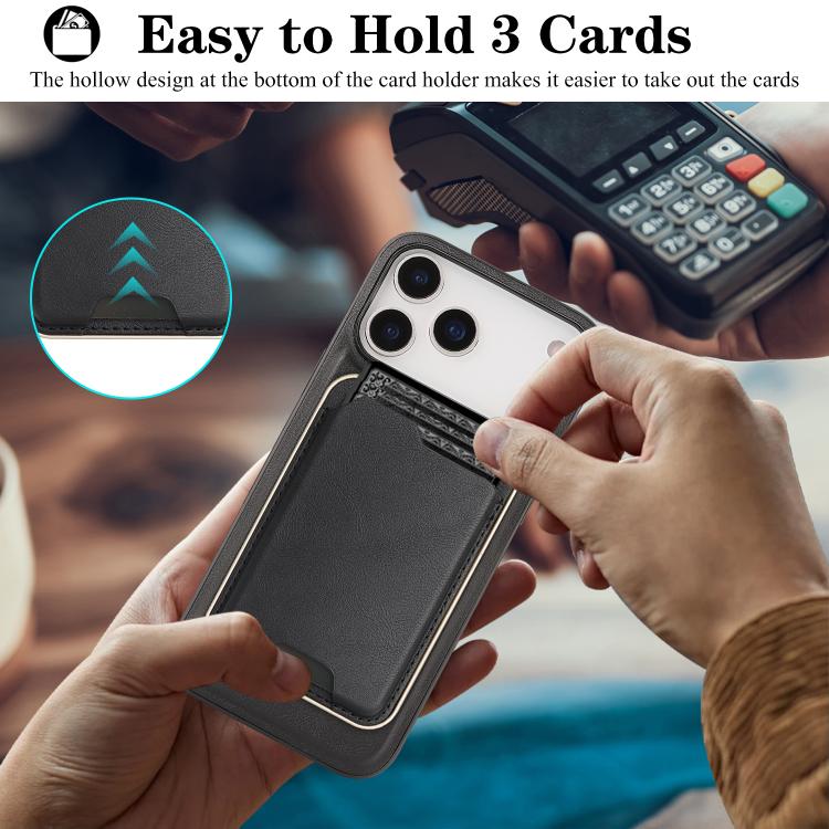 Funda de cuero para teléfono Kalebol Slim MagSafe Ring con tarjetero magnético, For iPhone 17 Pro Max, For iPhone 17 Pro, For iPhone 17, For iPhone Air