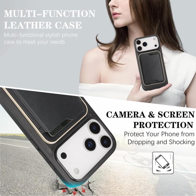 Funda de cuero para teléfono Kalebol Slim MagSafe Ring con tarjetero magnético, For iPhone 17 Pro Max, For iPhone 17 Pro, For iPhone 17, For iPhone Air