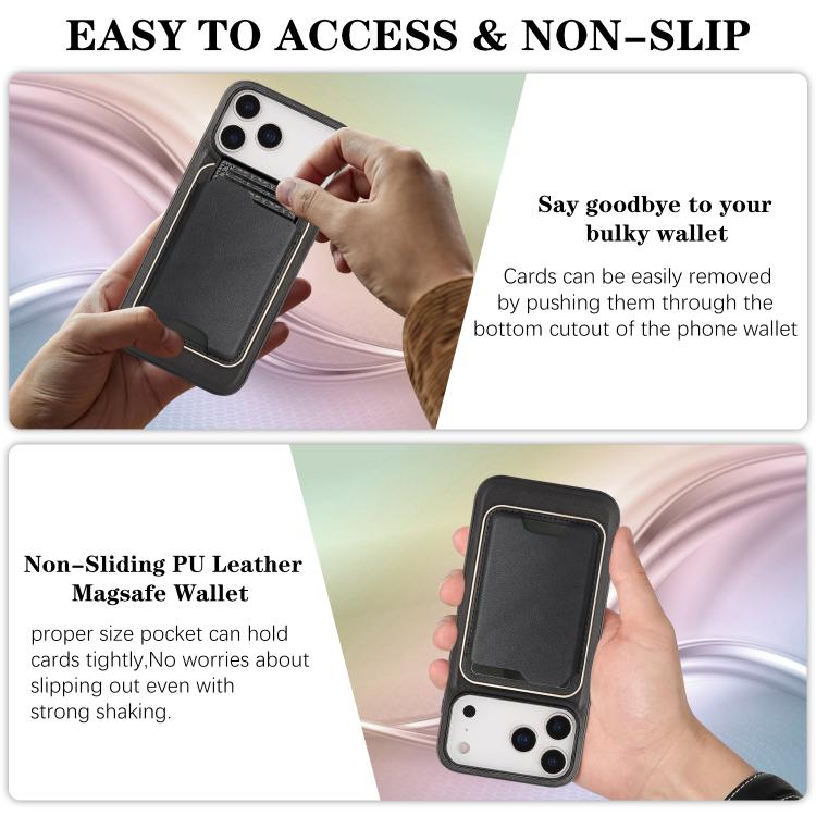 Funda de cuero para teléfono Kalebol Slim MagSafe Ring con tarjetero magnético, For iPhone 17 Pro Max, For iPhone 17 Pro, For iPhone 17, For iPhone Air