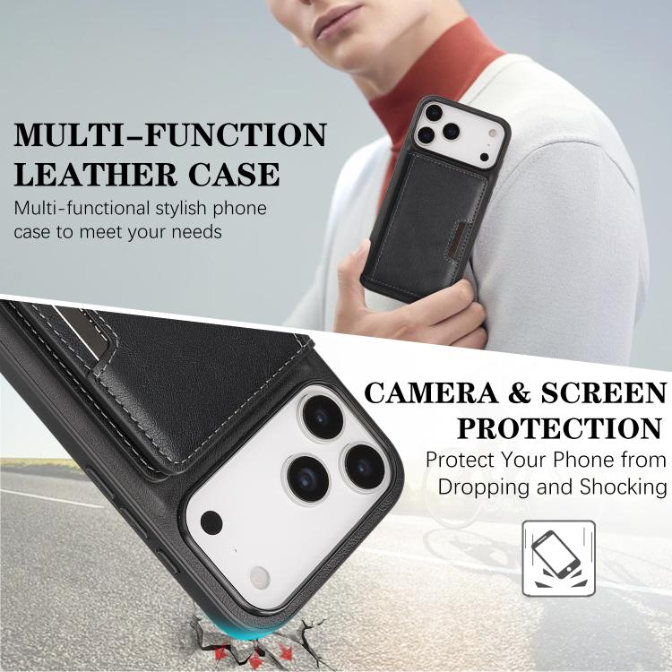 Funda de cuero para teléfono Kalebol Strong MagSafe con bolsillo magnético plegable para tarjetas, For iPhone 17 Pro Max, For iPhone 17 Pro, For iPhone 17, For iPhone Air