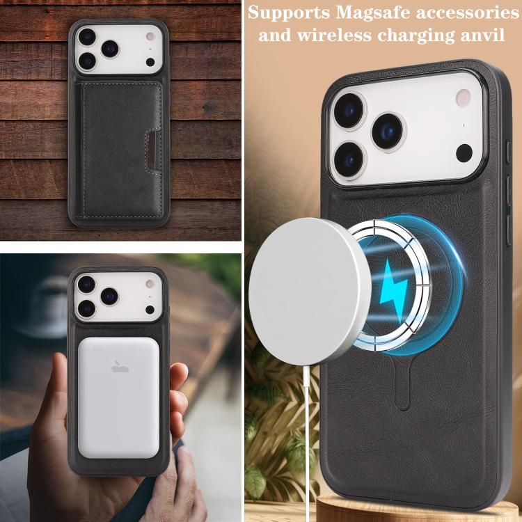 Funda de cuero para teléfono Kalebol Strong MagSafe con bolsillo magnético plegable para tarjetas, For iPhone 17 Pro Max, For iPhone 17 Pro, For iPhone 17, For iPhone Air