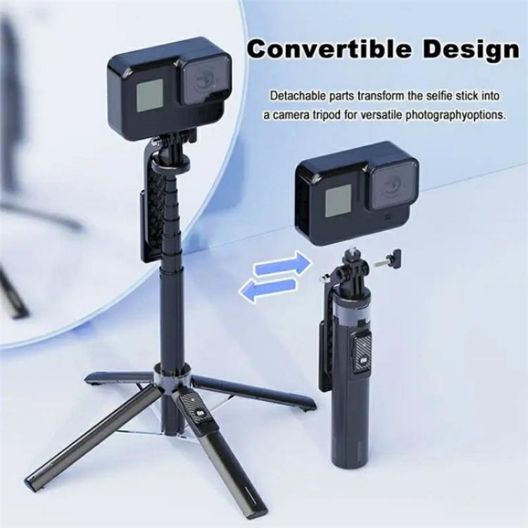 P135 Soporte para teléfono móvil portátil extensible tipo palo selfie con trípode y control remoto, P135