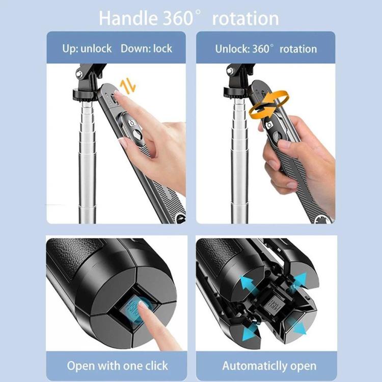 Soporte retráctil de cuatro patas P510, soporte portátil para teléfono y palo selfie con control remoto Bluetooth., P510