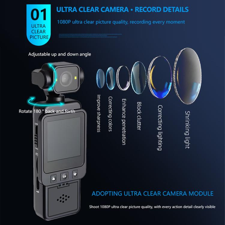 Cámara de bolsillo con clip, grabación de video portátil, WiFi, 1080p Ultra-HD y ultra alta definición., Pocket Vlog Camera
