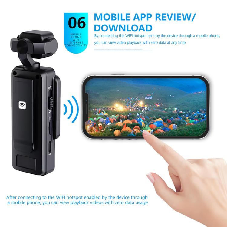 Cámara de bolsillo con clip, grabación de video portátil, WiFi, 1080p Ultra-HD y ultra alta definición., Pocket Vlog Camera