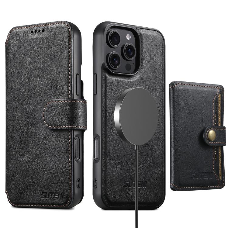 Funda de cuero para teléfono Suteni Q05S1 3 en 1 con cartera desmontable y MagSafe, For iPhone 13 Pro Max, For iPhone 13 Pro, For iPhone 13, For iPhone 12, For iPhone 12 Pro Max, For iPhone 12 Pro