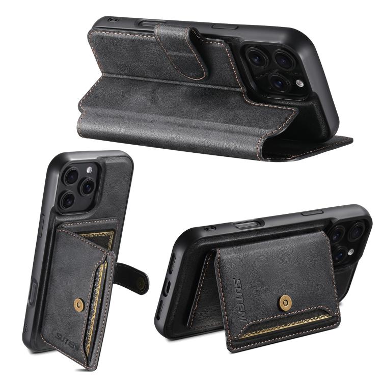 Funda de cuero para teléfono Suteni Q05S1 3 en 1 con cartera desmontable y MagSafe, For iPhone 13 Pro Max, For iPhone 13 Pro, For iPhone 13, For iPhone 12, For iPhone 12 Pro Max, For iPhone 12 Pro