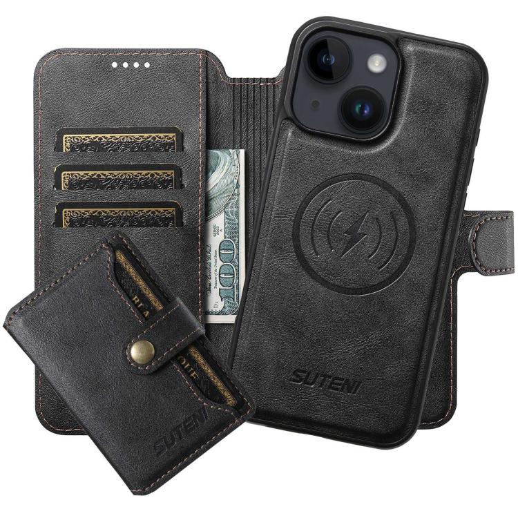 Funda de cuero para teléfono Suteni Q05S1 3 en 1 con cartera desmontable y MagSafe, For iPhone 13 Pro Max, For iPhone 13 Pro, For iPhone 13, For iPhone 12, For iPhone 12 Pro Max, For iPhone 12 Pro