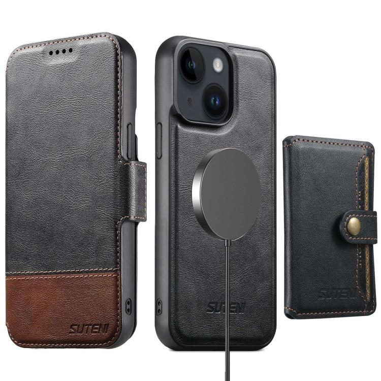 Funda de cuero para teléfono Suteni Q06S1 3 en 1 con diseño desmontable y monedero MagSafe, For iPhone 13 Pro Max, For iPhone 13 Pro, For iPhone 13, For iPhone 12, For iPhone 12 Pro Max, For iPhone 12 Pro