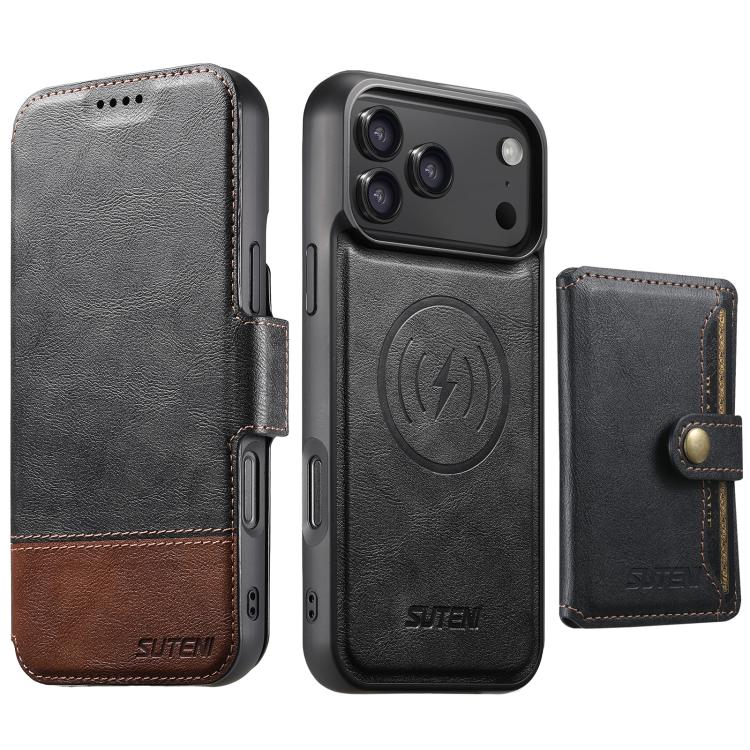 Funda de cuero para teléfono Suteni Q06S1 3 en 1 con diseño desmontable y monedero MagSafe, For iPhone 17 Pro Max, For iPhone 17 Pro, For iPhone 17, For iPhone Air, For iPhone 16 Pro Max, For iPhone 16 Pro, For iPhone 16 Plus, For iPhone 16            ...