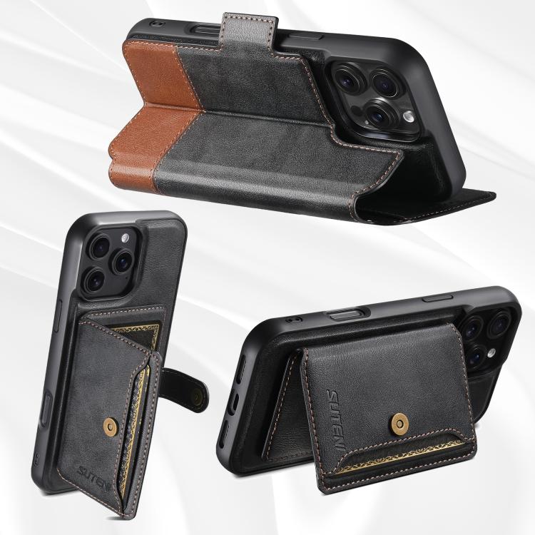 Funda de cuero para teléfono Suteni Q06S1 3 en 1 con diseño desmontable y monedero MagSafe, For iPhone 17 Pro Max, For iPhone 17 Pro, For iPhone 17, For iPhone Air, For iPhone 16 Pro Max, For iPhone 16 Pro, For iPhone 16 Plus, For iPhone 16            ...
