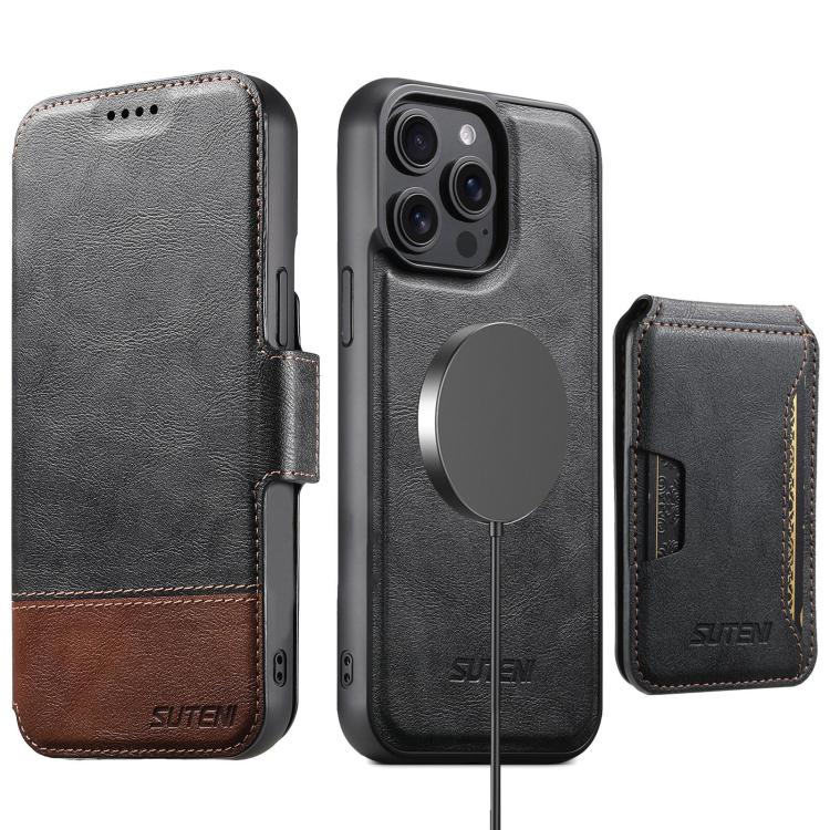 Funda de cuero para teléfono Suteni Q06S3 3 en 1 con tapa abatible vertical desmontable y MagSafe, For iPhone 13 Pro Max, For iPhone 13 Pro, For iPhone 13, For iPhone 12, For iPhone 12 Pro Max, For iPhone 12 Pro