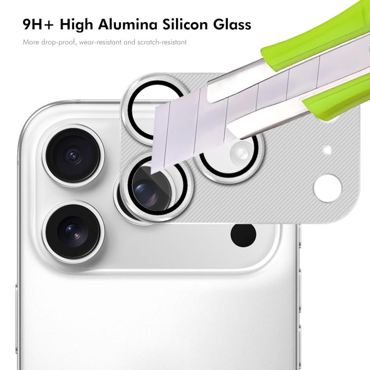 Película protectora de lente de cristal templado con textura de aleación de aluminio ENKAY CD, For iPhone 17 Pro Max, For iPhone 17 Pro