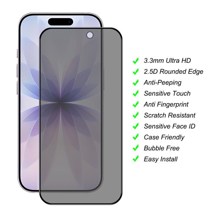 JUNSUNMAY 25 láminas de vidrio templado con estampado de seda para privacidad total, For iPhone 17 Pro Max, For iPhone 17 Pro, For iPhone 17, For iPhone Air, For iPhone 16 Pro Max, For iPhone 16 Pro, For iPhone 16 Plus, For iPhone 16                   ...