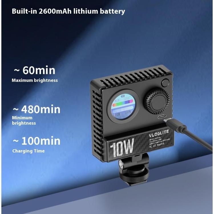 Luz LED RGB ultradelgada de bolsillo VLOGLITE K10RGB para cámara, fotografía, videografía y selfies., K10RGB