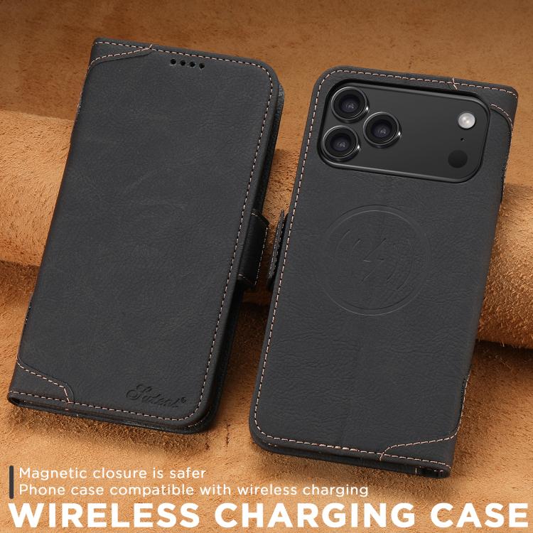 Funda de cuero multifuncional SUTENI J07 con tapa horizontal y MagSafe para teléfono móvil., For iPhone 17 Pro Max, For iPhone 17 Pro, For iPhone 17, For iPhone Air