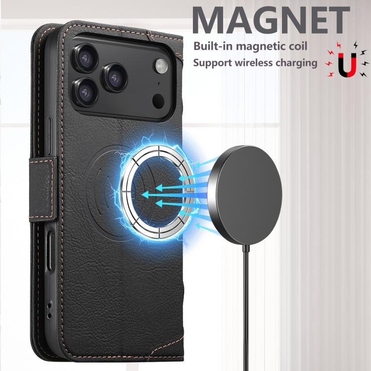 Funda de cuero multifuncional SUTENI J07 con tapa horizontal y MagSafe para teléfono móvil., For iPhone 17 Pro Max, For iPhone 17 Pro, For iPhone 17, For iPhone Air