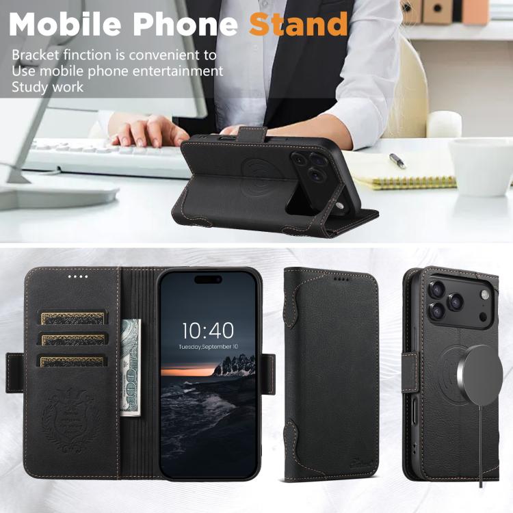 Funda de cuero multifuncional SUTENI J07 con tapa horizontal y MagSafe para teléfono móvil., For iPhone 17 Pro Max, For iPhone 17 Pro, For iPhone 17, For iPhone Air