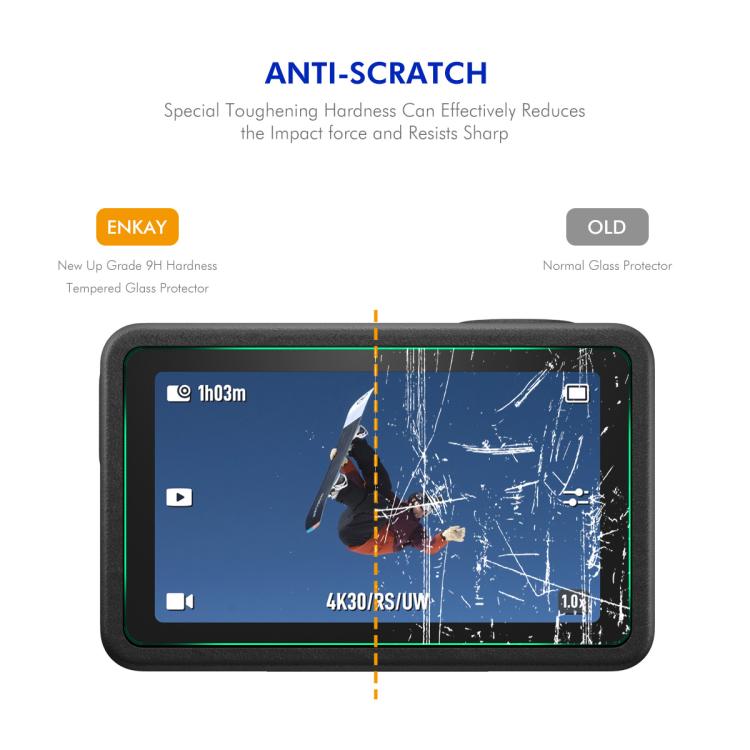 Juego de 2 protectores de pantalla de cristal templado ENKAY Hat-Prince de 0,2 mm y dureza 9H para relojes., For DJI Osmo Action 6, For DJI Osmo 360, For DJI Osmo Action 5 Pro, For DJI Osmo Pocket 3, For DJI Osmo Action 4 / 3