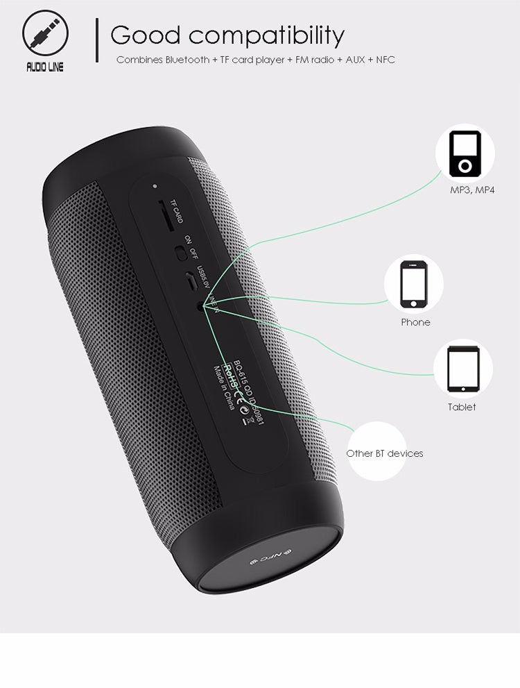 BQ615 PRO Altavoz estéreo HiFi inalámbrico LED colorido, combina Bluetooth + reproductor de tarjetas TF + radio FM + AUX + NFC, BQ615 PRO