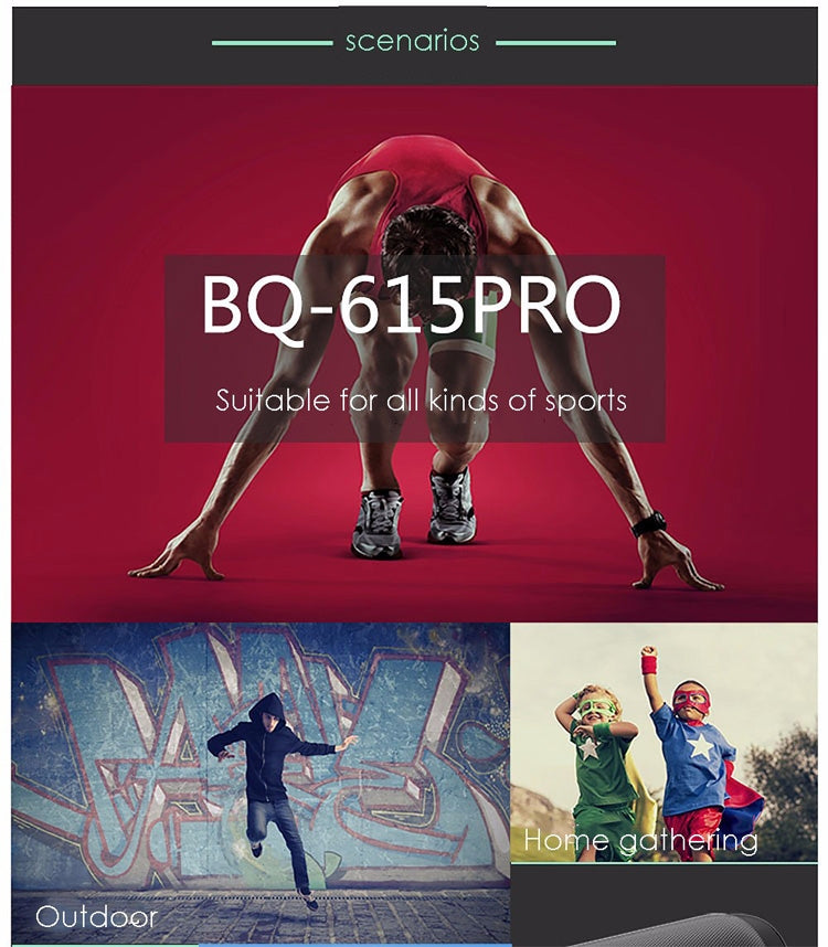BQ615 PRO Altavoz estéreo HiFi inalámbrico LED colorido, combina Bluetooth + reproductor de tarjetas TF + radio FM + AUX + NFC, BQ615 PRO