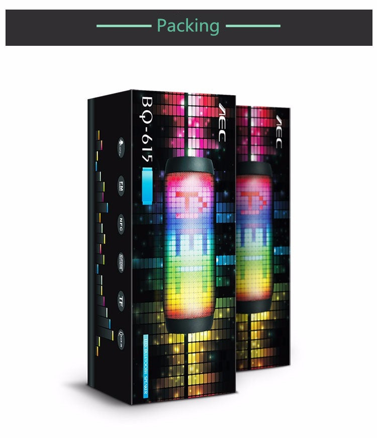 BQ615 PRO Altavoz estéreo HiFi inalámbrico LED colorido, combina Bluetooth + reproductor de tarjetas TF + radio FM + AUX + NFC, BQ615 PRO