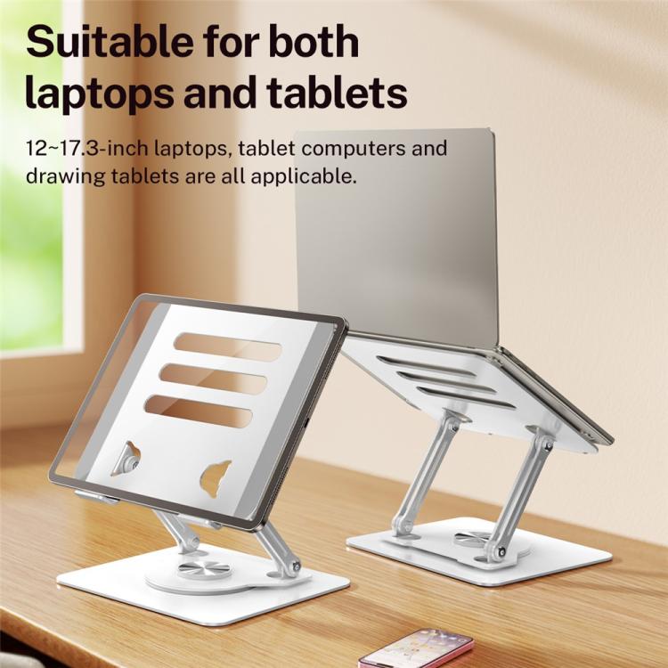 Soporte de escritorio J61 de acero al carbono, plegable, giratorio y ajustable en altura para tabletas y portátiles de 12 a 17,3 pulgadas., J61