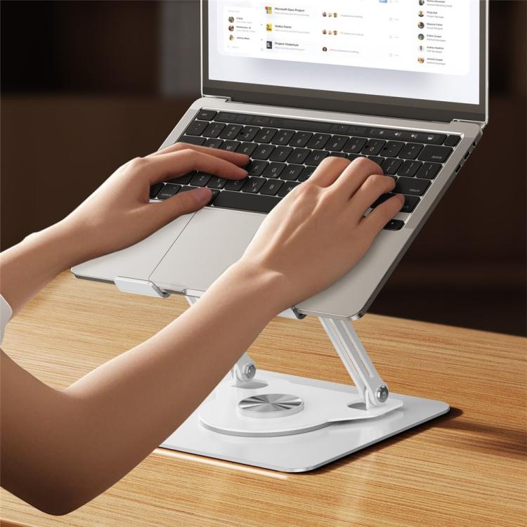 Soporte de escritorio J61 de acero al carbono, plegable, giratorio y ajustable en altura para tabletas y portátiles de 12 a 17,3 pulgadas., J61