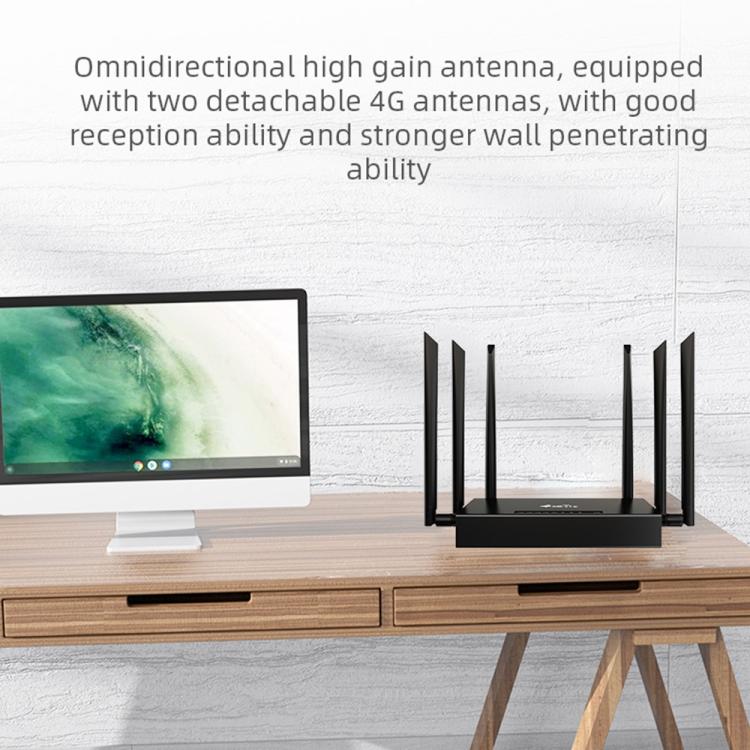 ED128 6 Antenas Tarjeta SIM Versión Eurasia Router WiFi inalámbrico 4G LTE 300Mbps para el hogar y la oficina, US Plug, EU Plug