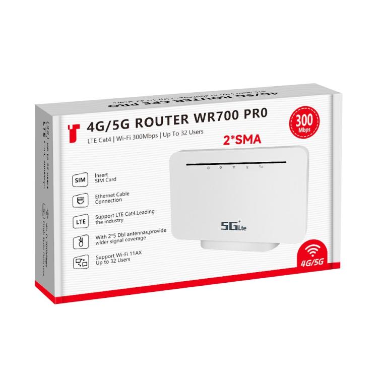 Router CPE móvil WiFi 4G WR700-E con tarjeta SIM de 300 Mbps, versión euroasiática, antena desmontable y velocidad de 300 Mbps., EU Plug