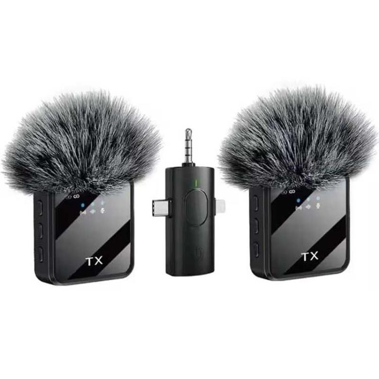 Mini micrófono inalámbrico de solapa con receptor 3 en 1 y micrófono dual para entrevistas, vlogs y podcasts.