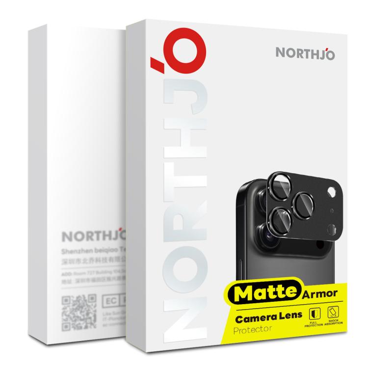 Protector de lente de cámara mate de metal NORTHJO, película de vidrio templado para lente trasera, For iPhone 17