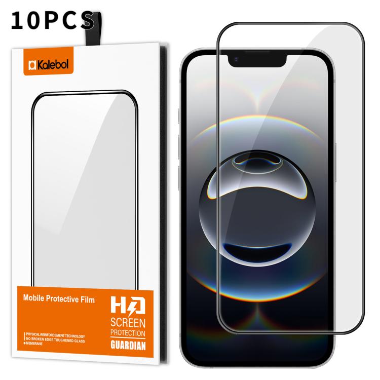 10 láminas de vidrio templado HD Kalebol de alta calidad, serigrafiadas en aluminio, con cobertura total, antihuellas y borde negro., For iPhone 17e / 16e, For iPhone 17 Pro Max, For iPhone 17 Pro, For iPhone 17, For iPhone Air, For iPhone 16 Pro Max  ...