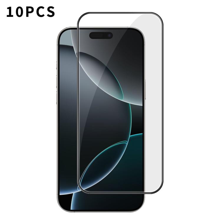 10 láminas de vidrio templado HD Kalebol de alta calidad, serigrafiadas en aluminio, con cobertura total, antihuellas y borde negro., For iPhone 17e / 16e, For iPhone 17 Pro Max, For iPhone 17 Pro, For iPhone 17, For iPhone Air, For iPhone 16 Pro Max  ...