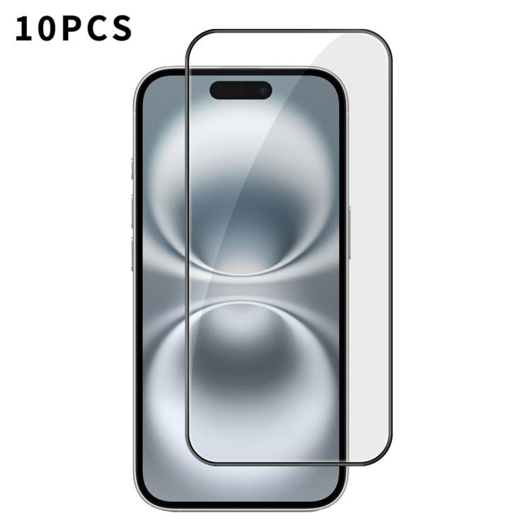 10 láminas de vidrio templado HD Kalebol de alta calidad, serigrafiadas en aluminio, con cobertura total, antihuellas y borde negro., For iPhone 17e / 16e, For iPhone 17 Pro Max, For iPhone 17 Pro, For iPhone 17, For iPhone Air, For iPhone 16 Pro Max  ...