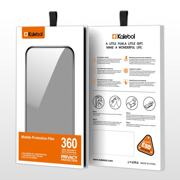 Película de vidrio templado Kalebol de alta calidad, impresa en aluminio, con borde negro y cobertura total para mayor privacidad., For iPhone 17e / 16e, For iPhone 17 Pro Max, For iPhone 17 Pro, For iPhone 17, For iPhone Air, For iPhone 16 Pro Max    ...