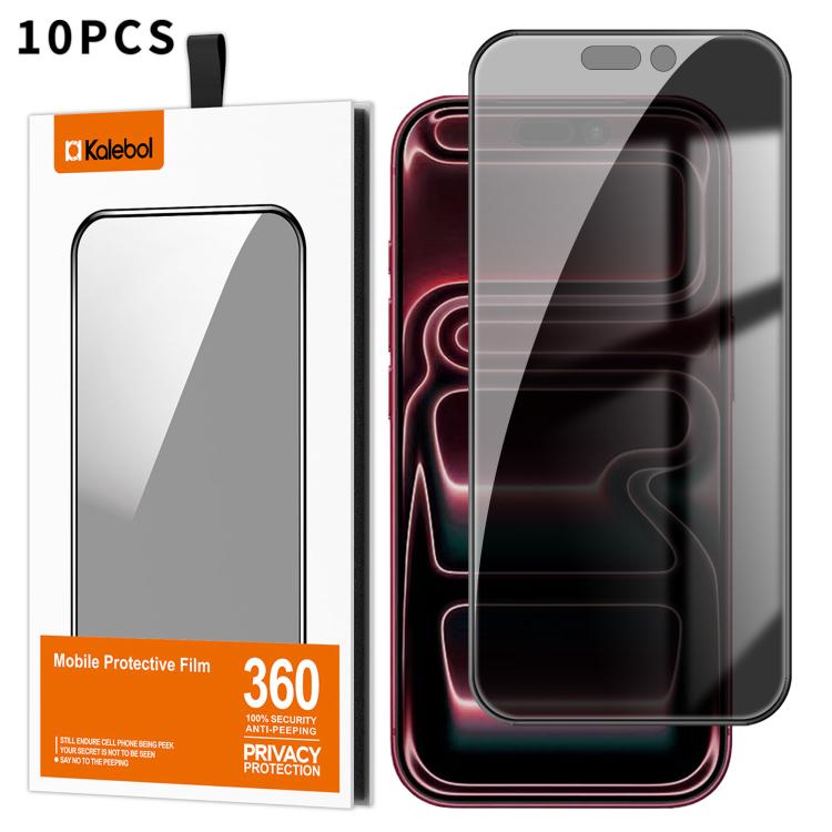 10 láminas de vidrio templado Kalebol de alta calidad, impresas en aluminio, con borde negro y cobertura total para privacidad., For iPhone 17e / 16e, For iPhone 17 Pro Max, For iPhone 17 Pro, For iPhone 17, For iPhone Air, For iPhone 16 Pro Max       ...