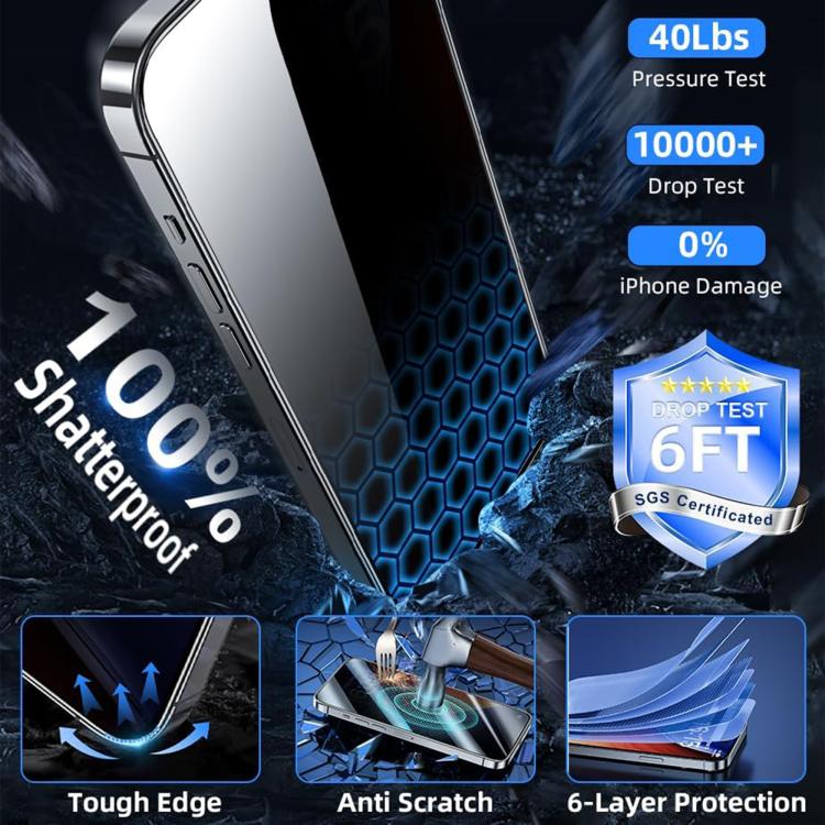 10 láminas de vidrio templado Kalebol de alta calidad, impresas en aluminio, con borde negro y cobertura total para privacidad., For iPhone 17e / 16e, For iPhone 17 Pro Max, For iPhone 17 Pro, For iPhone 17, For iPhone Air, For iPhone 16 Pro Max       ...