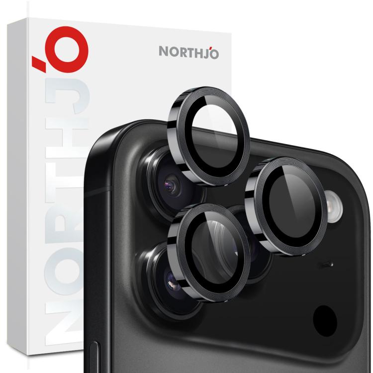 Protector de lente de cámara NORTHJO con anillo metálico y lámina de vidrio templado., For iPhone 17 Pro / 17 Pro Max