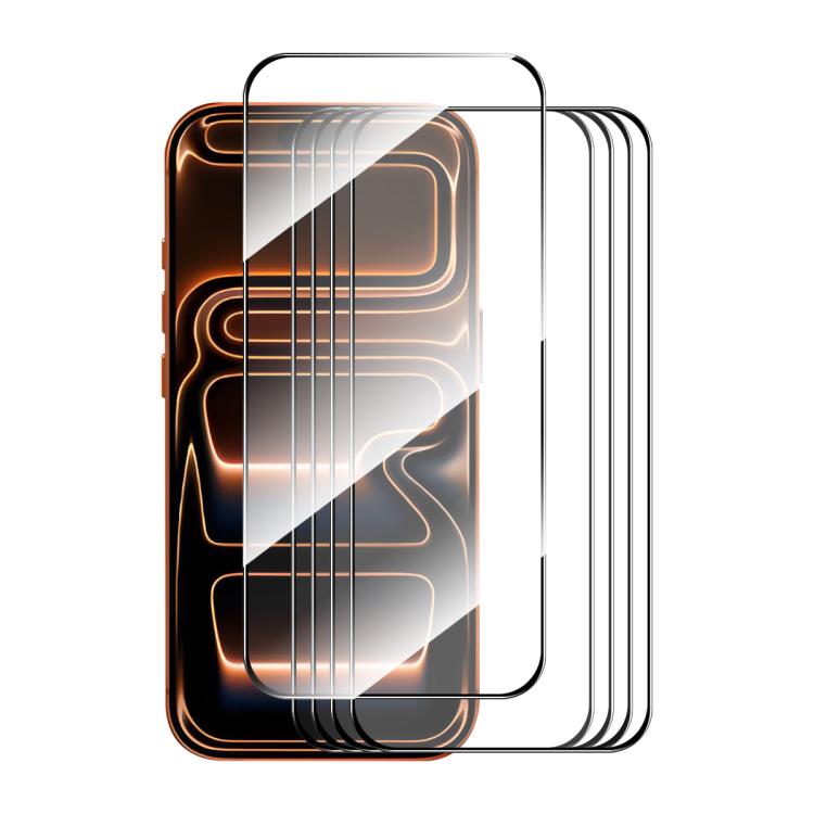 5 láminas de vidrio templado ENKAY de aluminio-silicio, gruesas, sin borde blanco., For iPhone 17 Pro Max, For iPhone 17 Pro, For iPhone 17, For iPhone Air