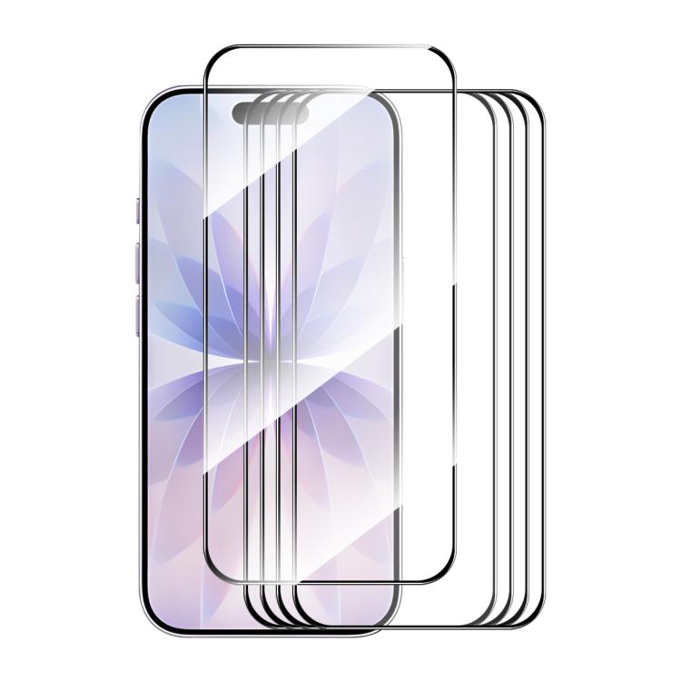 5 láminas de vidrio templado ENKAY de aluminio-silicio, gruesas, sin borde blanco., For iPhone 17 Pro Max, For iPhone 17 Pro, For iPhone 17, For iPhone Air