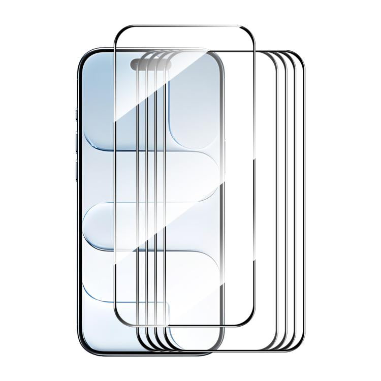 5 láminas de vidrio templado ENKAY de aluminio-silicio, gruesas, sin borde blanco., For iPhone 17 Pro Max, For iPhone 17 Pro, For iPhone 17, For iPhone Air
