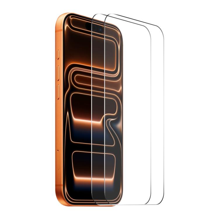 2 unidades de película de vidrio templado de aluminio-silicio ENKAY con pegamento grueso, sin borde blanco, 9H, borde de arco grande., For iPhone 17 Pro Max, For iPhone 17 Pro, For iPhone 17, For iPhone Air