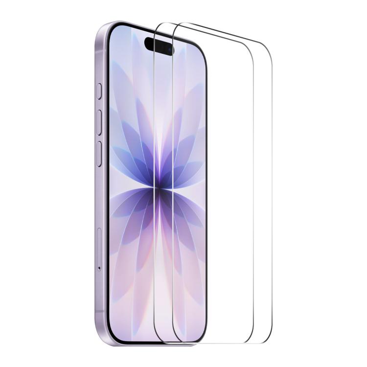 2 unidades de película de vidrio templado de aluminio-silicio ENKAY con pegamento grueso, sin borde blanco, 9H, borde de arco grande., For iPhone 17 Pro Max, For iPhone 17 Pro, For iPhone 17, For iPhone Air