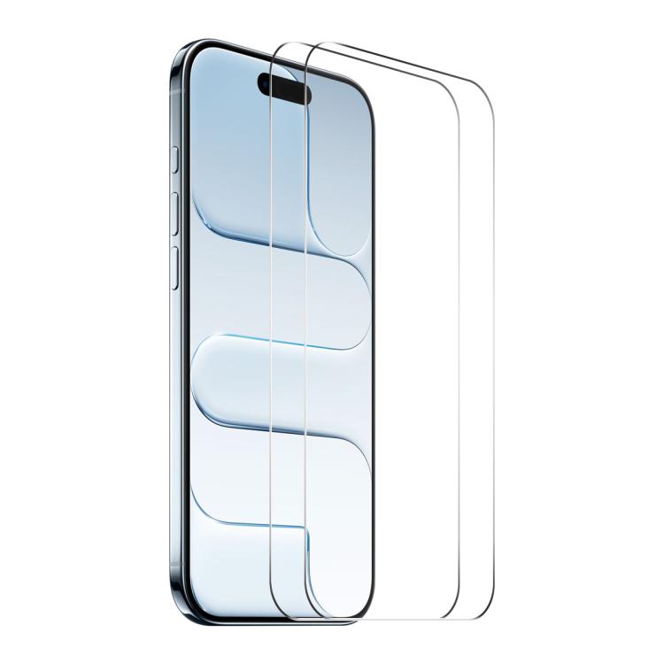 2 unidades de película de vidrio templado de aluminio-silicio ENKAY con pegamento grueso, sin borde blanco, 9H, borde de arco grande., For iPhone 17 Pro Max, For iPhone 17 Pro, For iPhone 17, For iPhone Air