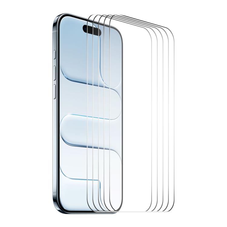 5 láminas de vidrio templado ENKAY de aluminio-silicio, gruesas, sin borde blanco, con borde arqueado grande 9H., For iPhone 17 Pro Max, For iPhone 17 Pro, For iPhone 17, For iPhone Air