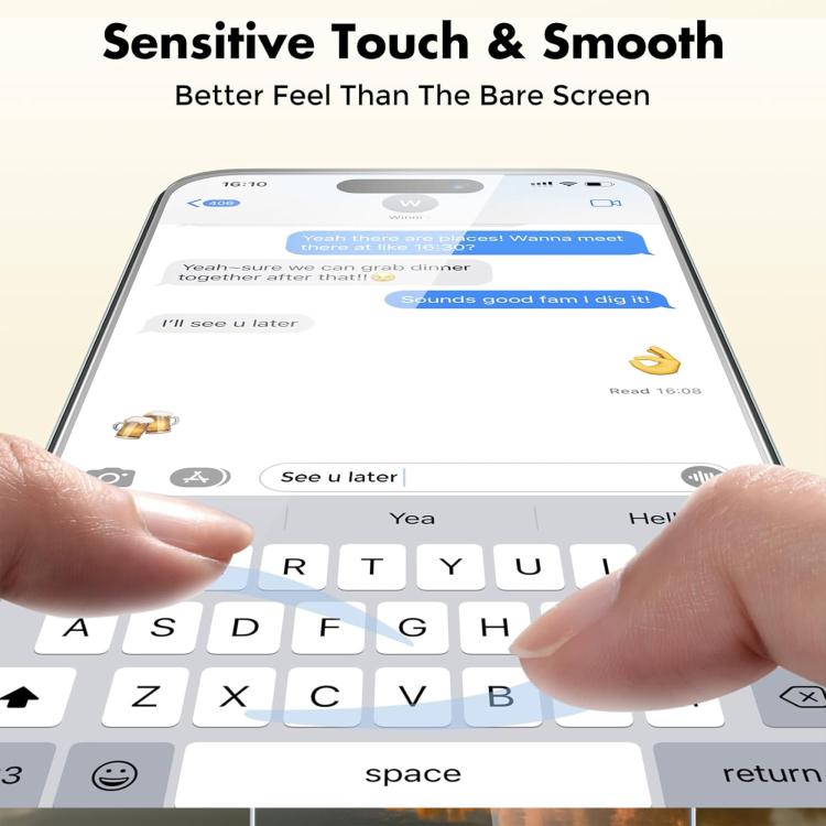 Kalebol 10 unidades de protector de pantalla de vidrio templado HD antihuellas, de aluminio de alta calidad, con protección semitransparente., For iPhone 17e / 16e, For iPhone 17 Pro Max, For iPhone 17 Pro, For iPhone 17, For iPhone Air                ...