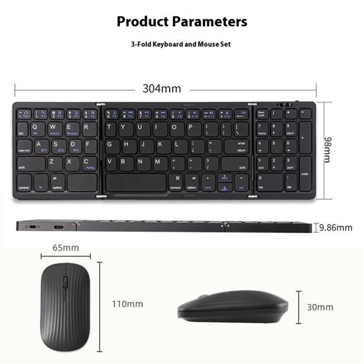 Conjunto de teclado y ratón inalámbricos plegables B089, B089