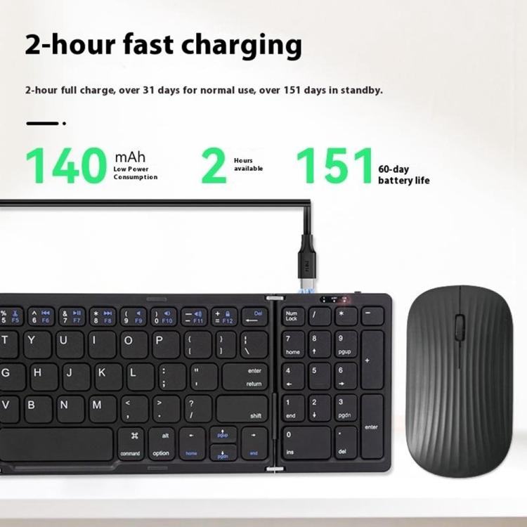 Conjunto de teclado y ratón inalámbricos plegables B089, B089