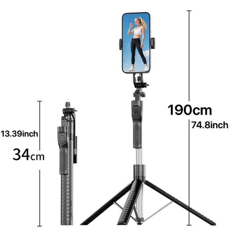 Trípode extensible K50 de 1,9 m para retransmisiones en directo, con doble clip para teléfono y Bluetooth, ideal para selfies., K50 Dual Phone Clip, Dual Phone Clip
